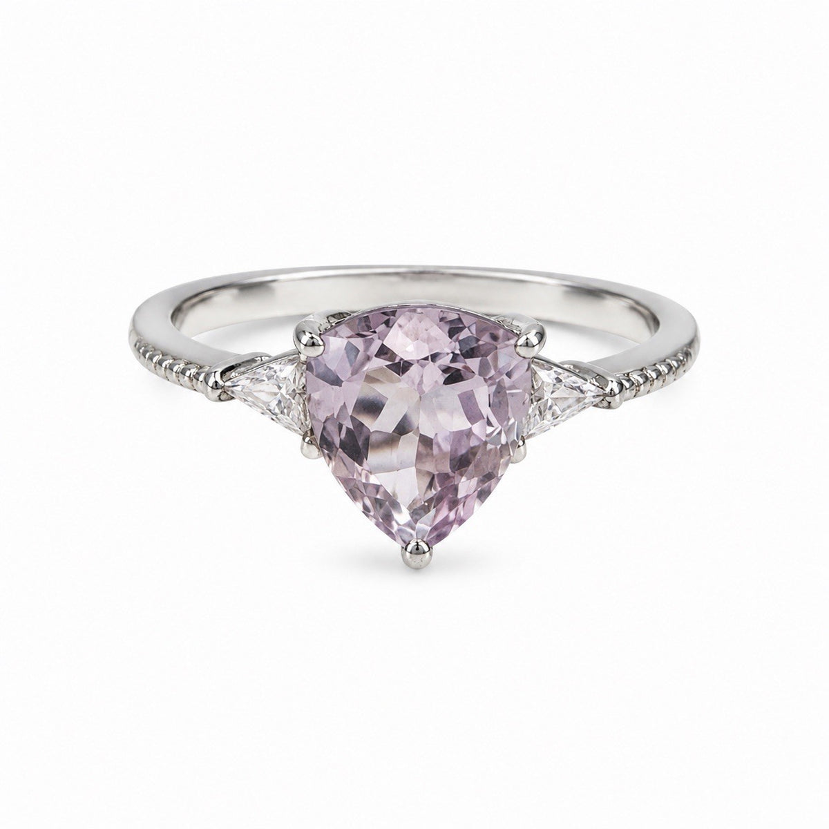 925 Sterling Silver Lilac Tone Morganite Ring Size 9
