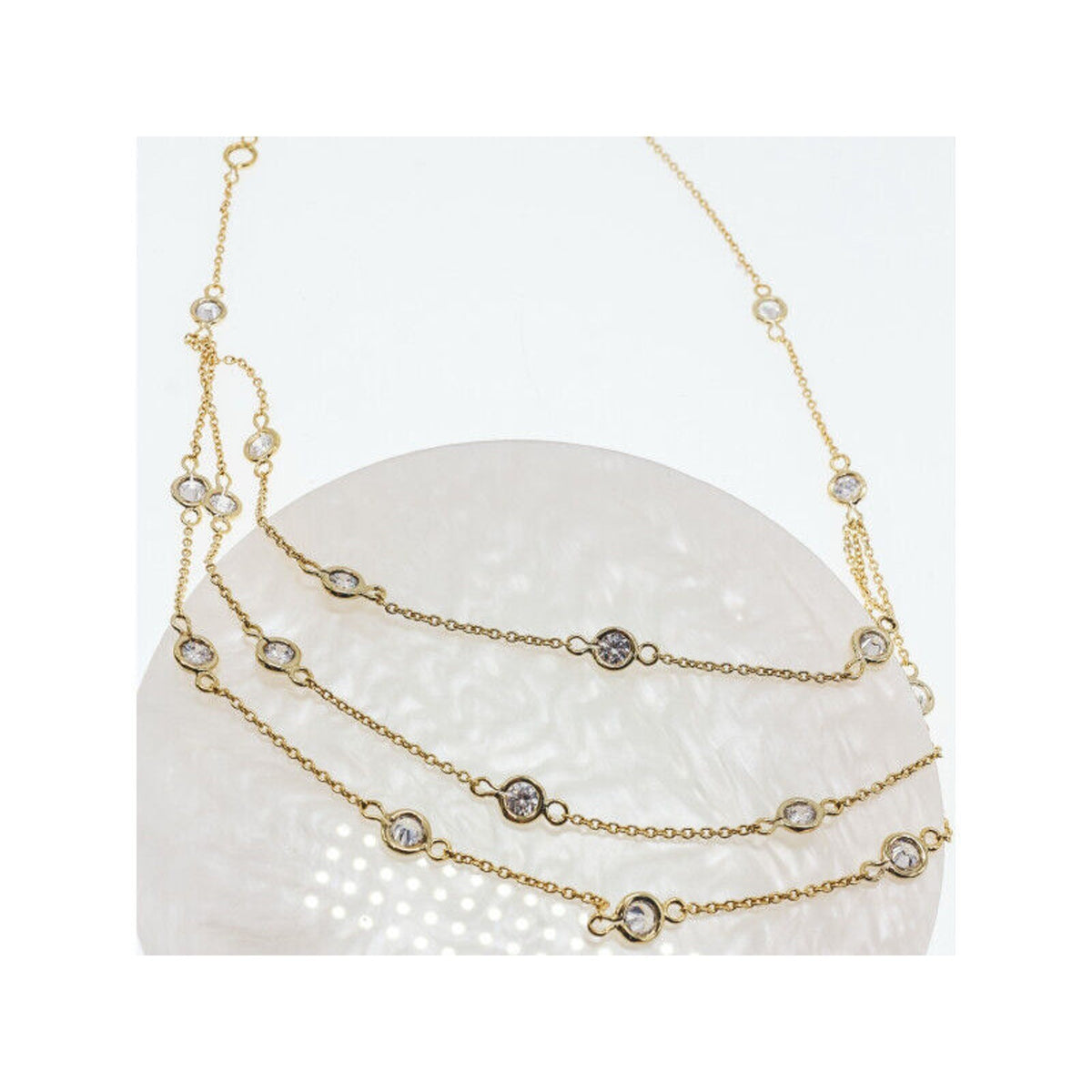 925 Sterling Silver Gold Plated CZ Necklace