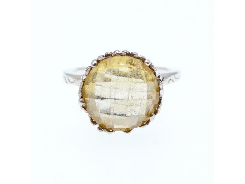 Vintage 925 Sterling Silver Yellow Tourmaline Ring Size 7