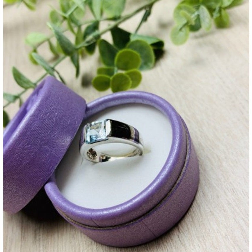 925 Sterling Silver Blue Spinel Ring Size 6.5