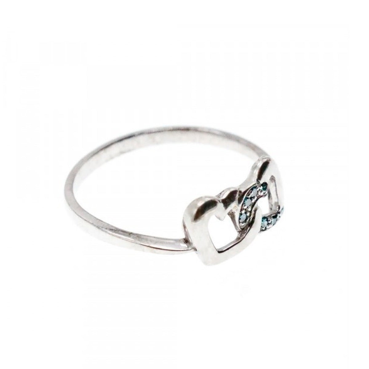 925 Sterling Silver Aquamarine "Hearts" Ring Size 7