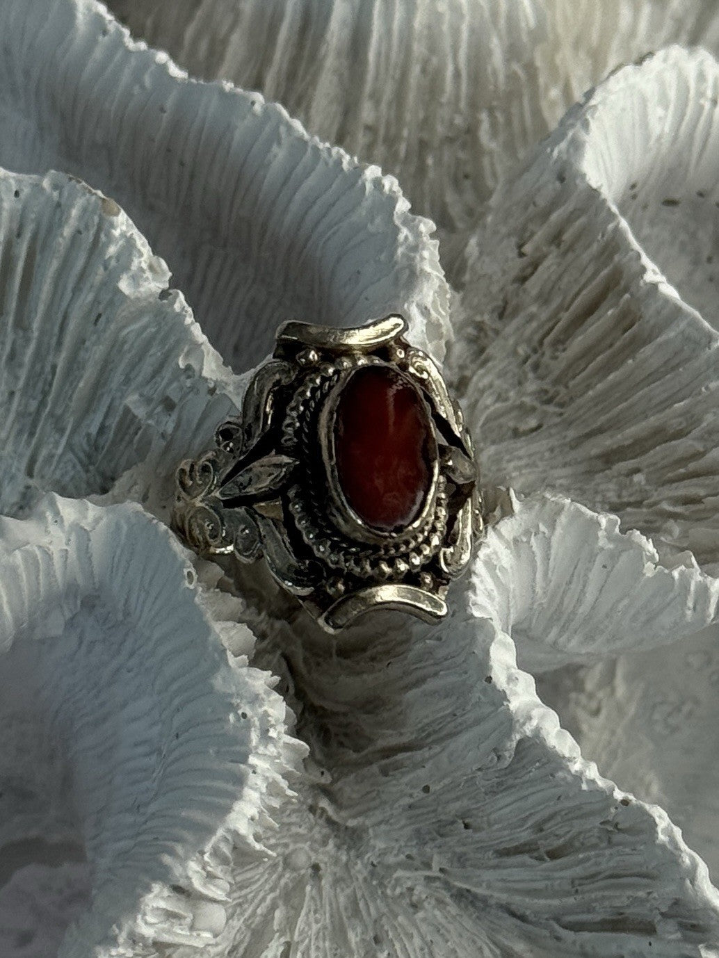 Vintage 925 Sterling Silver Agate Ring Size 6