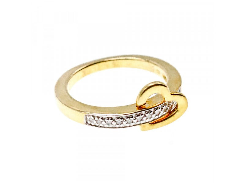 925 Sterling Silver Gold Plated Sapphires "Heart" Ring Size 8