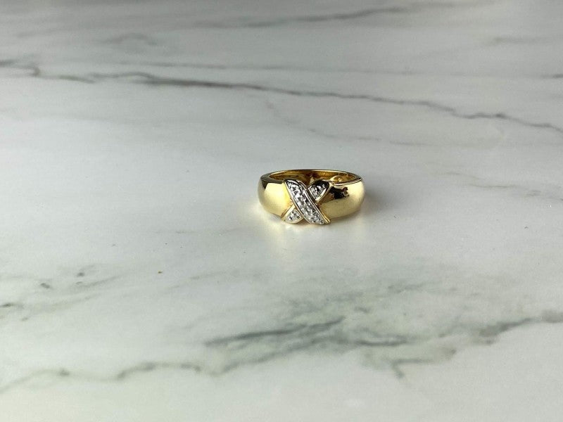 925 Sterling Silver Gold Plated Ring Size 5.5