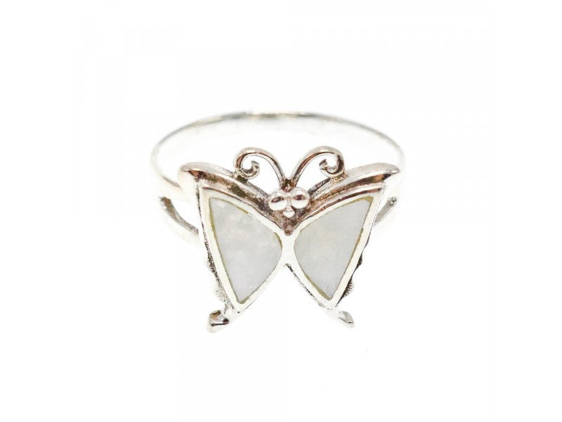 925 Sterling Silver Mother Of Pearl "Butterfly" Ring Size 8.5