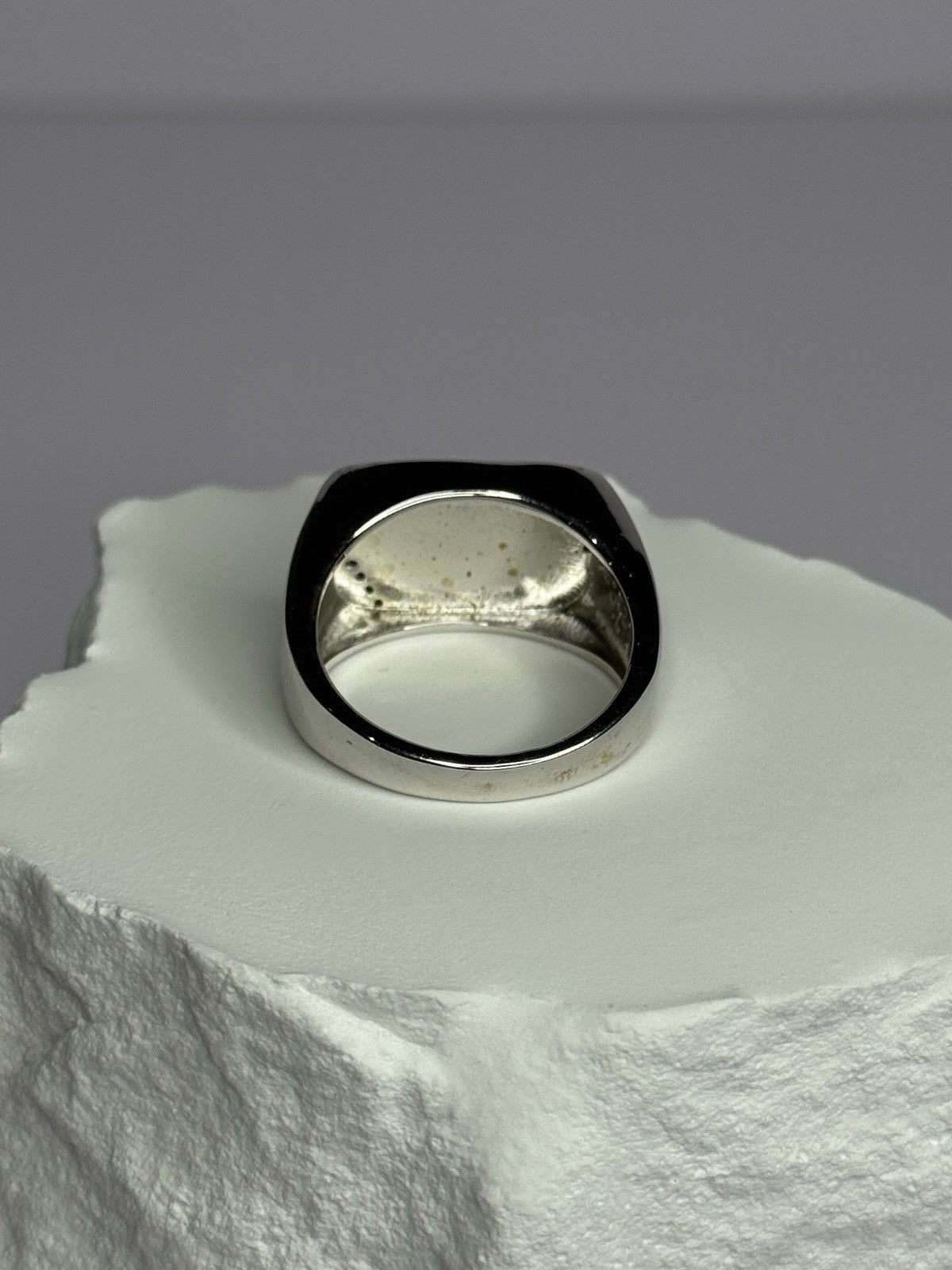 925 Sterling Silver Black Enamel & CZ Men'S Ring Size 11