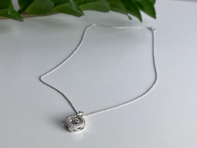 925 Sterling Silver CZ "Glitter" Chain With Pendant