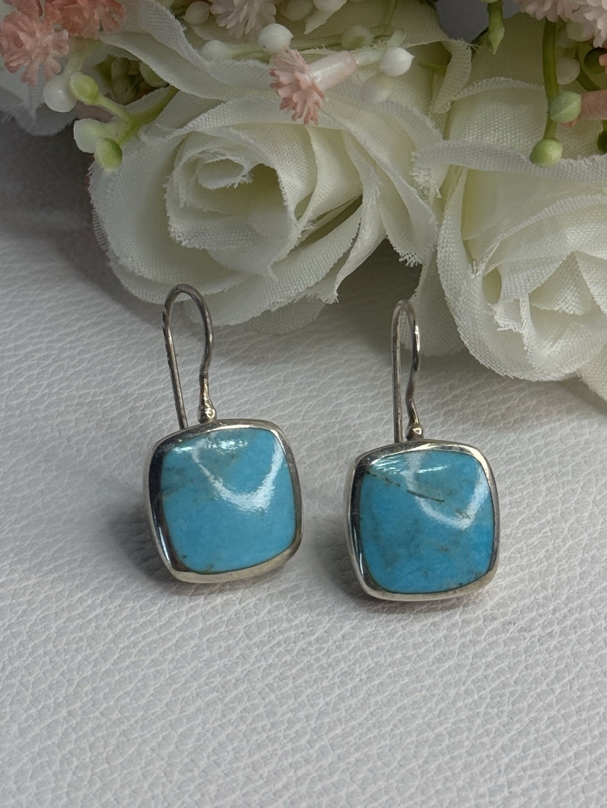 925 Sterling Silver Larimar Earrings Length 1.13 Inch
