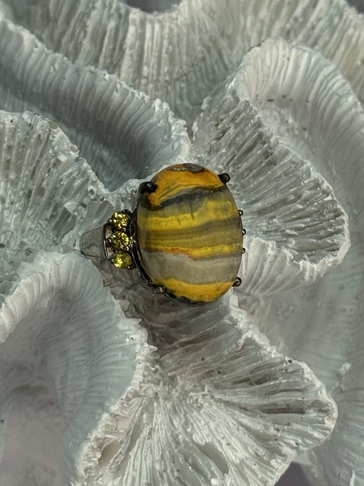 925 Sterling Silver Yashma & Citrine Ring Size 8