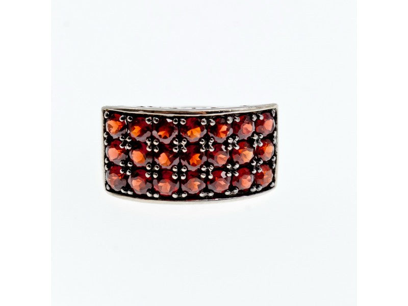 925 Sterling Silver Garnet Ring Size 8.5