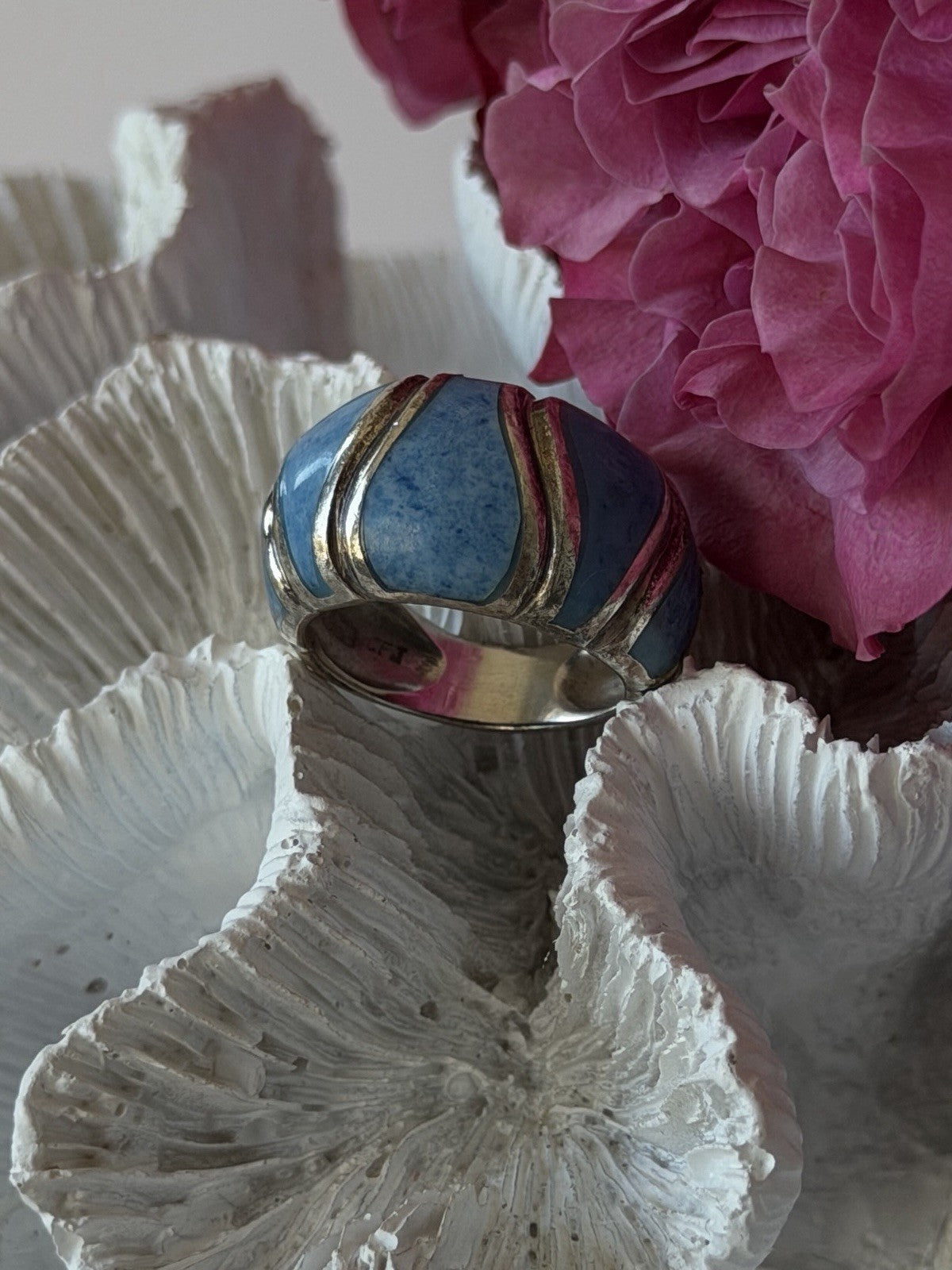 925 Sterling Silver Sodalite Ring Size 6.5