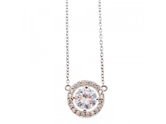 925 Sterling Silver CZ Pendant Necklace