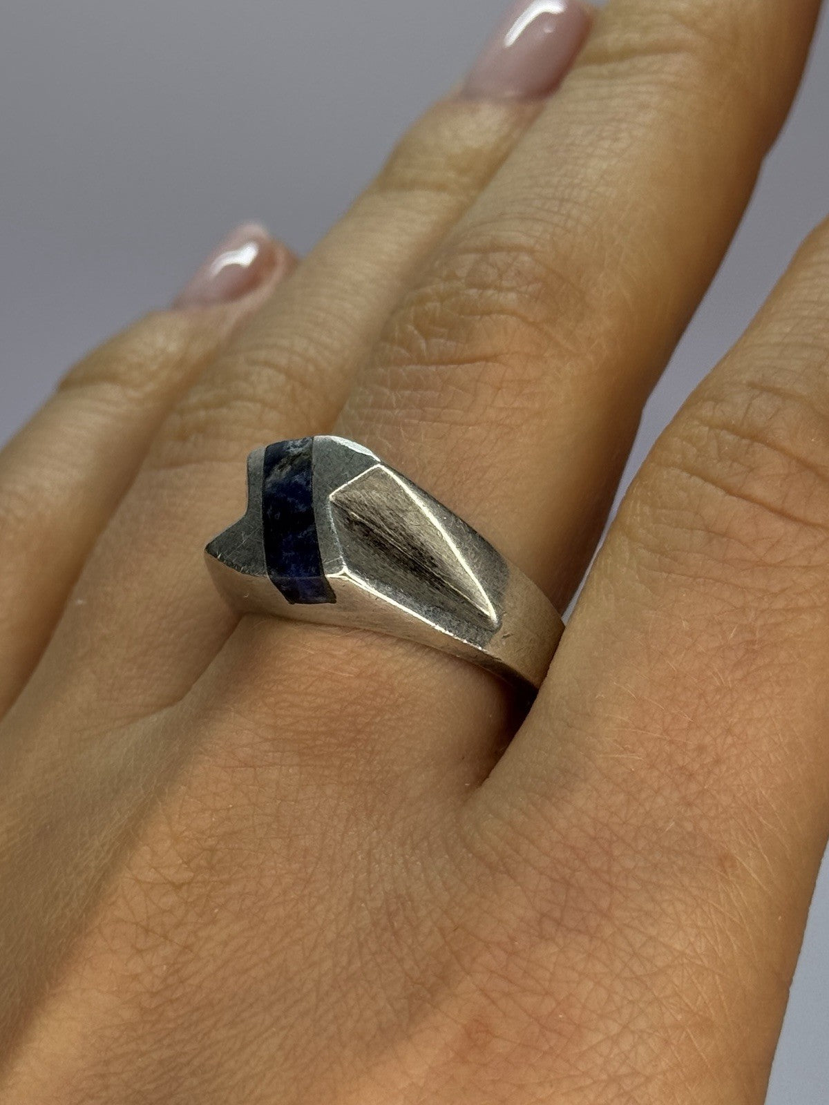 Vintage 925 Sterling Silver Sodalite Ring Size 10.5