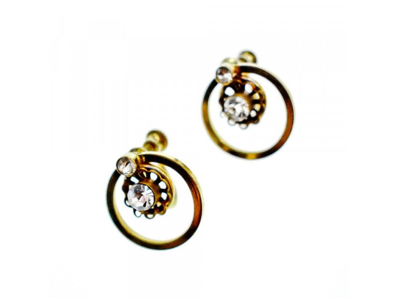 925 Sterling Silver Gold Plated CZ Earrings