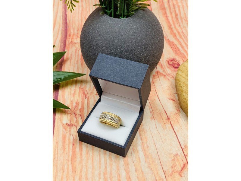925 Sterling Silver Gold Plated CZ Ring Size 7