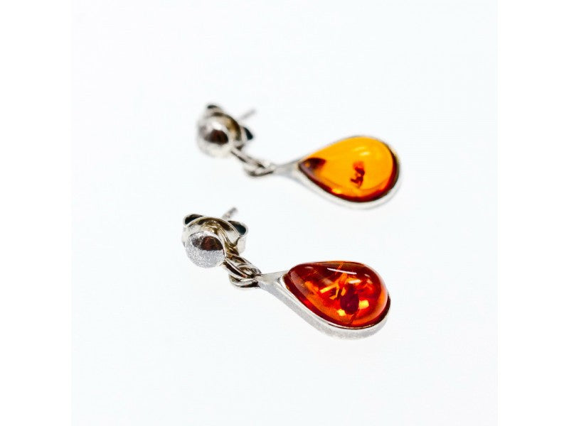 925 Sterling Silver Amber "Drop" Earrings