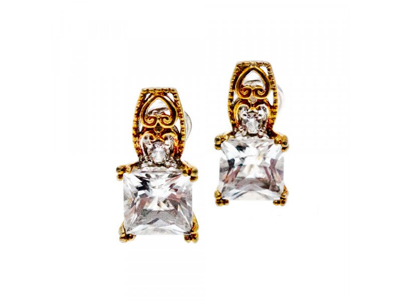 925 Sterling Silver Gold Plated White Tourmaline (Achroite) Earrings