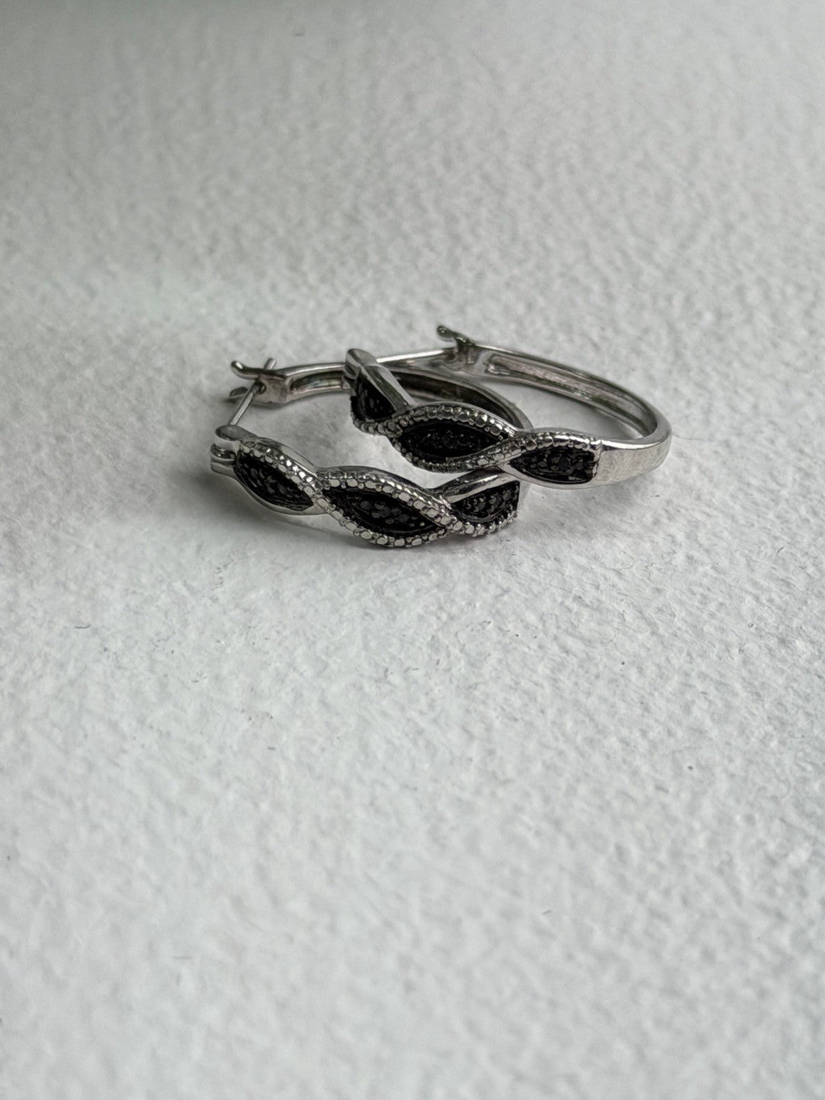Yin-Yang 925 Sterling Silver Black Onyx Tiny Stones Earrings