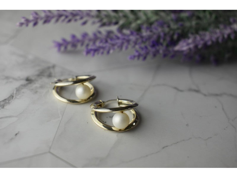 925 Sterling Silver Pearls Earrings Italy