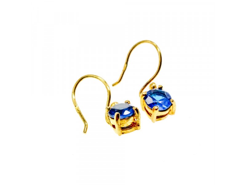 925 Sterling Silver Gold Plated Sapphire Spinel Earrings