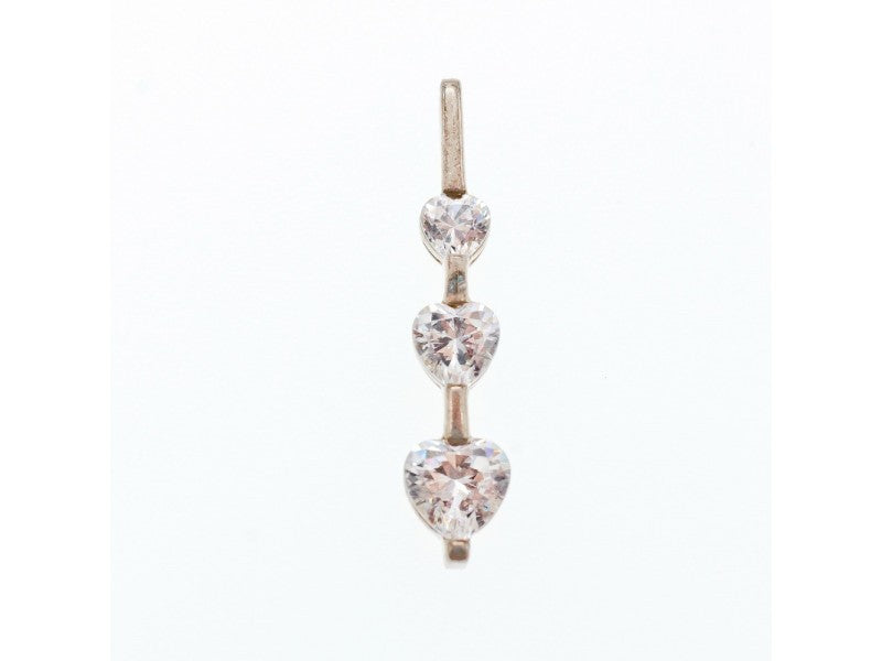 925 Sterling Silver CZ Three Hearts Pendant
