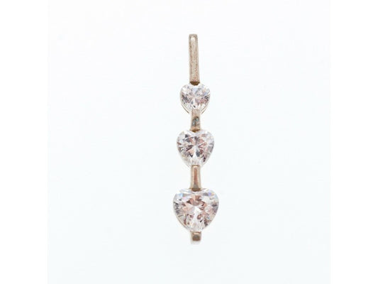 925 Sterling Silver CZ Three Hearts Pendant