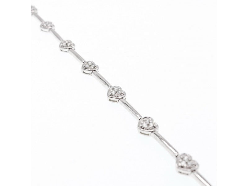 925 Sterling Silver CZ Bracelet "Hearts" Size 7 In