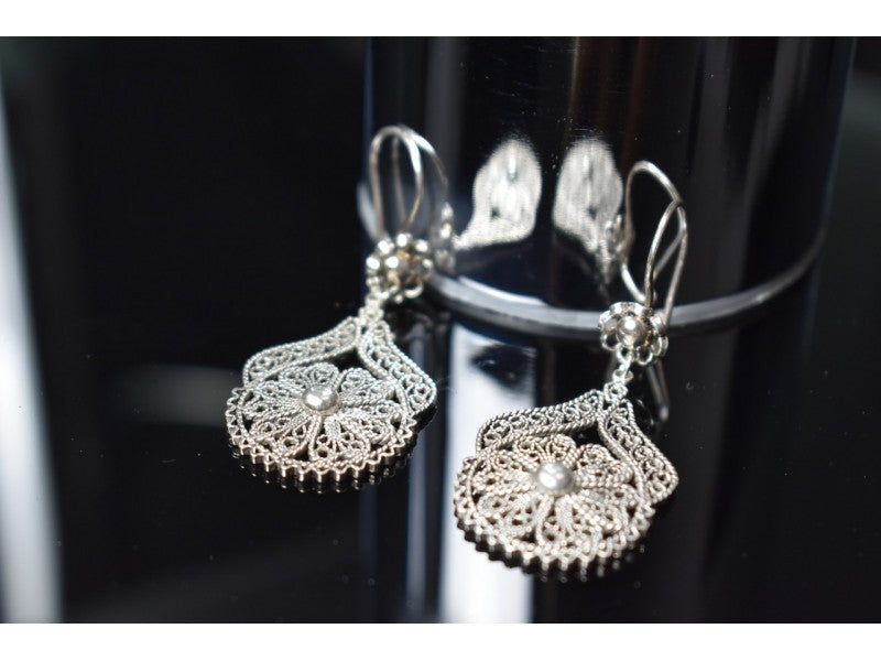 925 Sterling Silver "Lace Flowers" Earrings Turkey