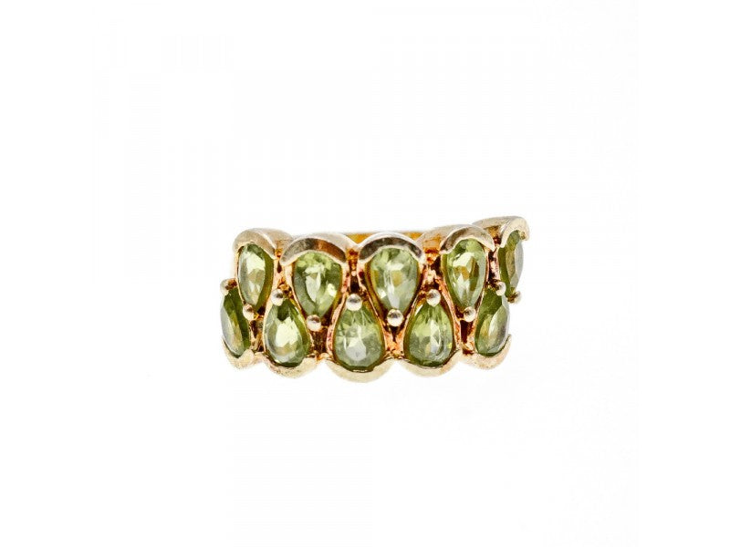 925 Sterling Silver Gold Plated Peridot Ring Size 6.5