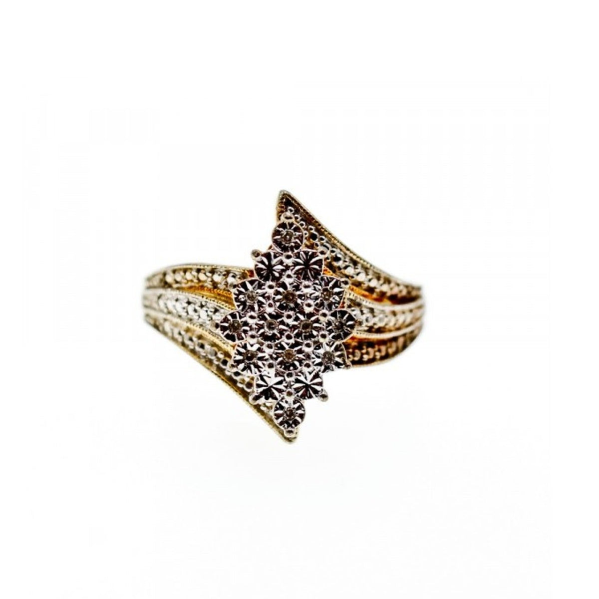 925 Sterling Silver Gold Plated CZ Ring Size 10