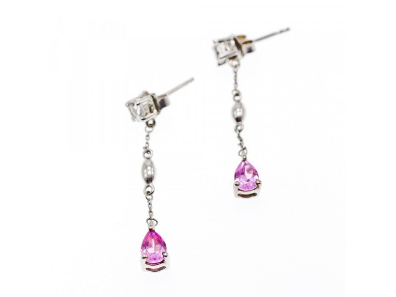 925 Sterling Silver Pink Spinel & CZ Stud Earrings