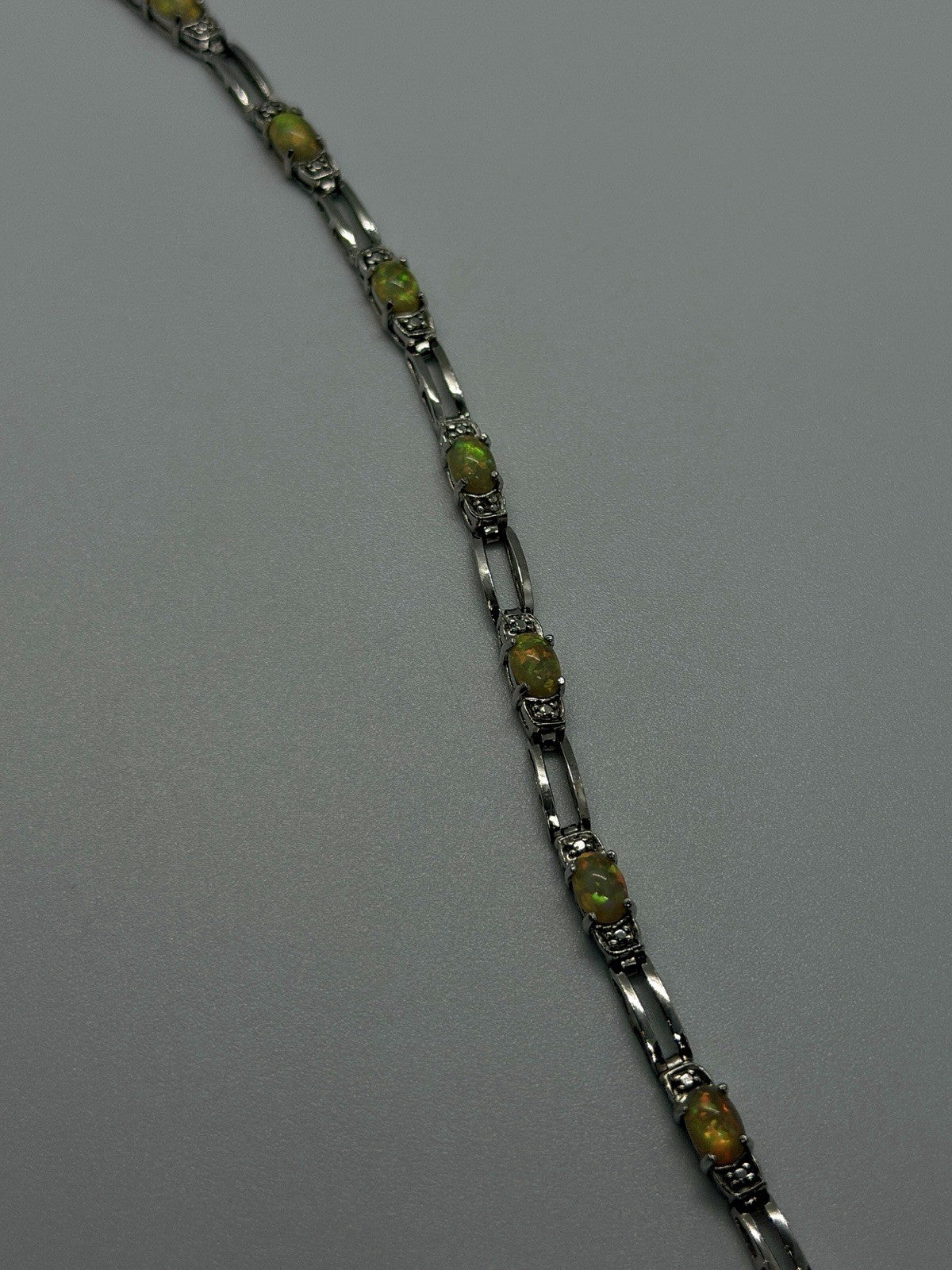 925 Sterling Silver Fire Opal Tennis Bracelet 7.5