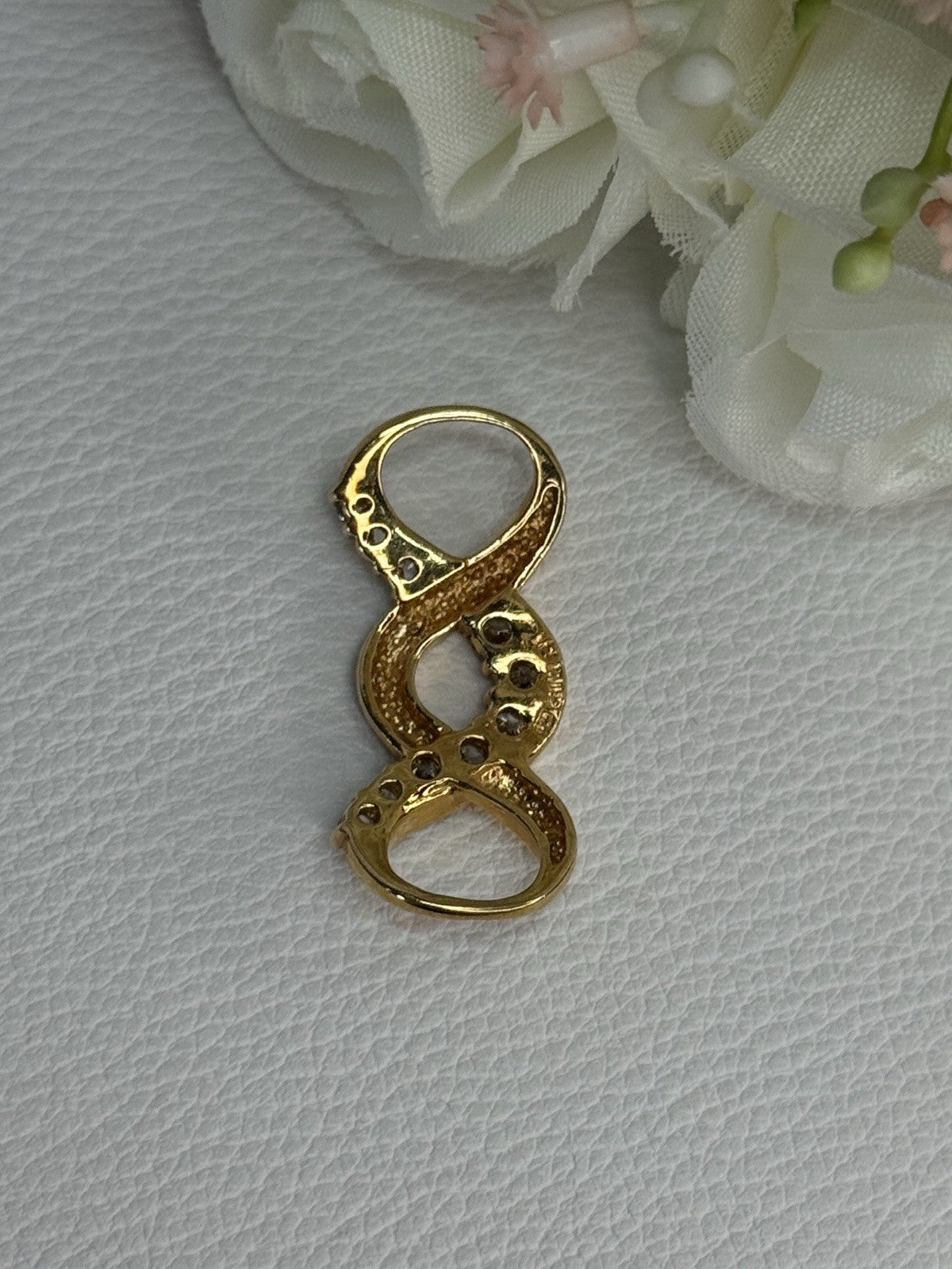 925 Sterling Silver Gold Plated CZ Pendant Length 1.20 Inch