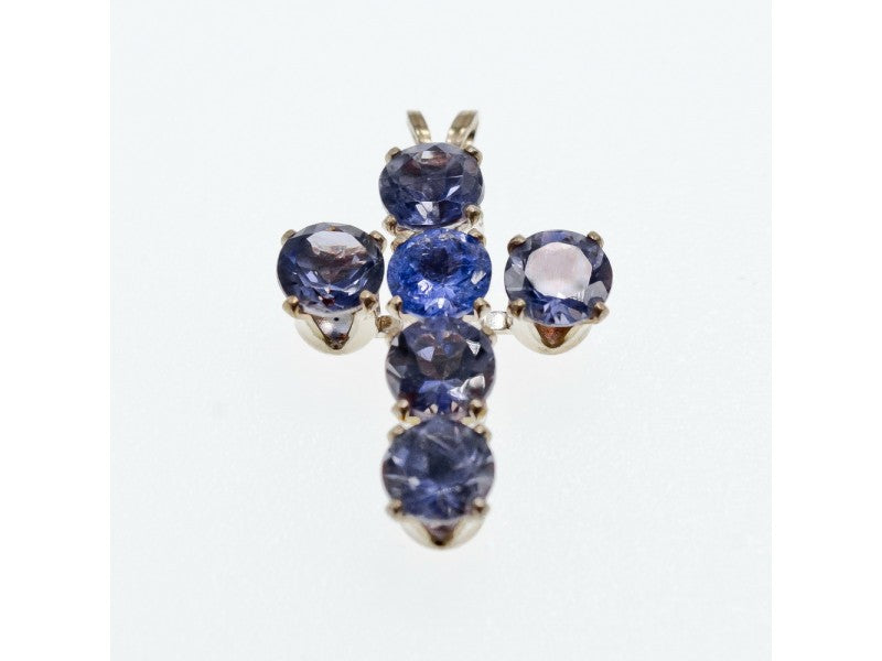 925 Sterling Silver Tanzanite Cross Pendant