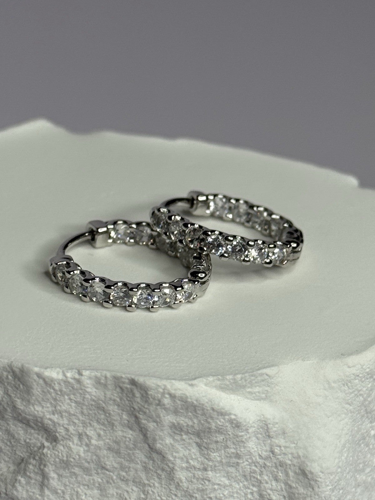 925 Sterling Silver CZ Earrings Length 0.7 Inch
