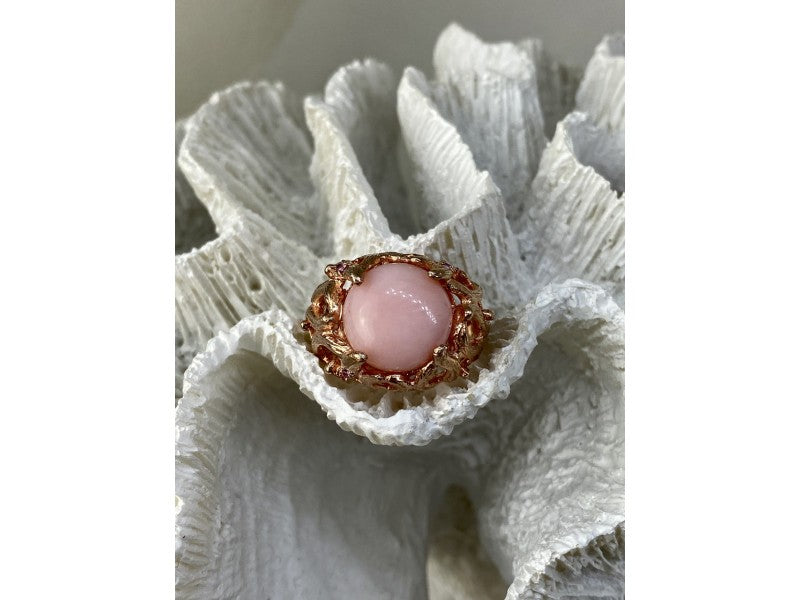 925 Sterling Silver Gold Plated Morganite "Passion" Ring Size 6.5