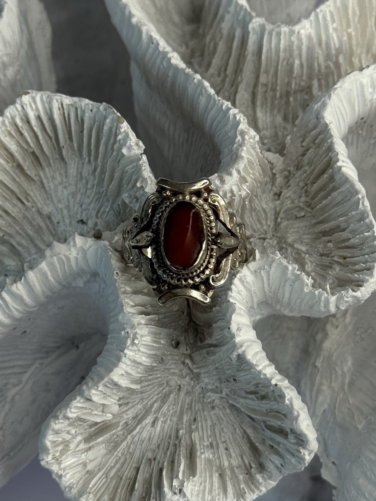 Vintage 925 Sterling Silver Agate Ring Size 6
