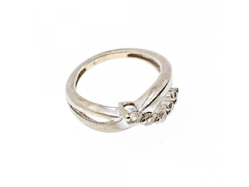 925 Sterling Silver White Topaz Ring Size 7