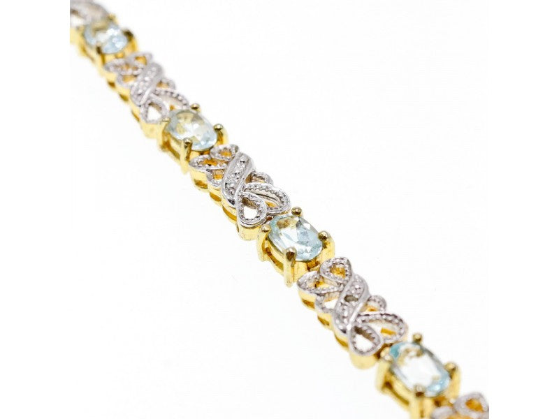 925 Sterling Silver Gold Plated Blue Spinel Bracelet