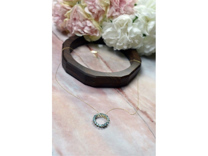 10K Yellow Gold Topaz Chain With Pendant
