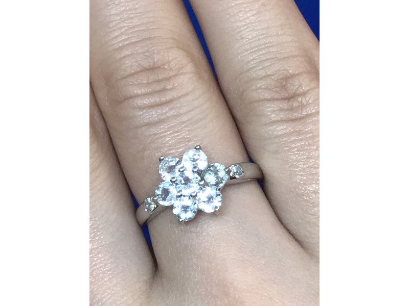 925 Sterling Silver CZ "Flower" Ring Size 8
