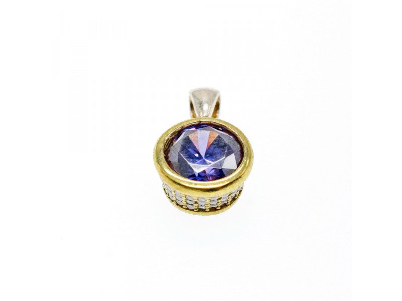 925 Sterling Silver with Gilding Tanzanite & CZ Set Ring Size 8.5