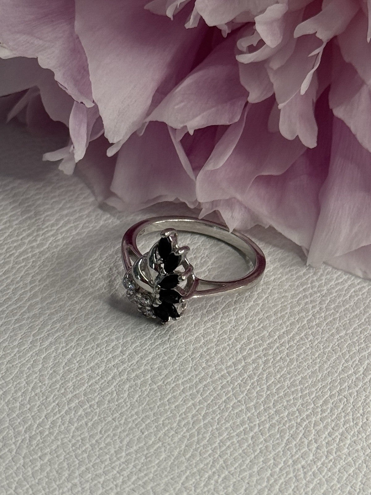 925 Sterling Silver Dark Blue & White Sapphire Ring Size 9 ; 7 ; 6.5