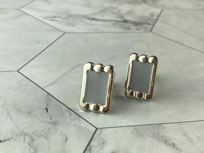 Men's Vintage 925 Sterling Silver Mother of Pearl Cufflinks