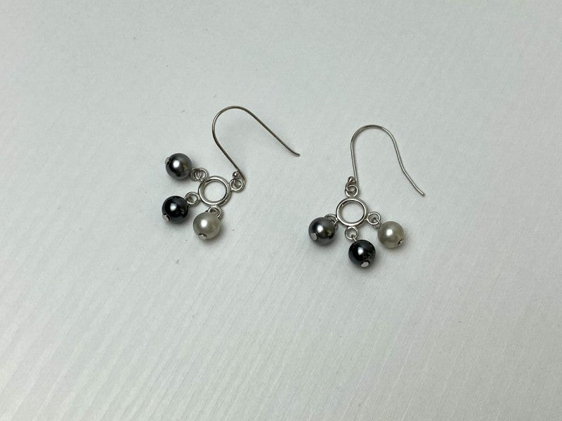 925 Sterling Silver Pearls Dangle Earrings Italy