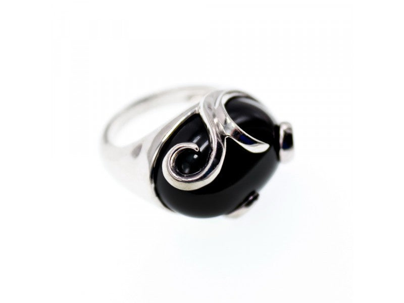 925 Sterling Silver Onyx Ring Size 6