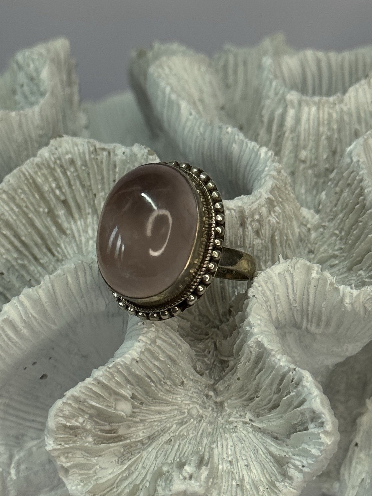 Beautiful Vintage 925 Sterling Silver Morganite Ring Size 5.5