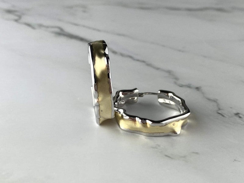 925 Sterling Silver Gold Plated Original Design Earrings Italy