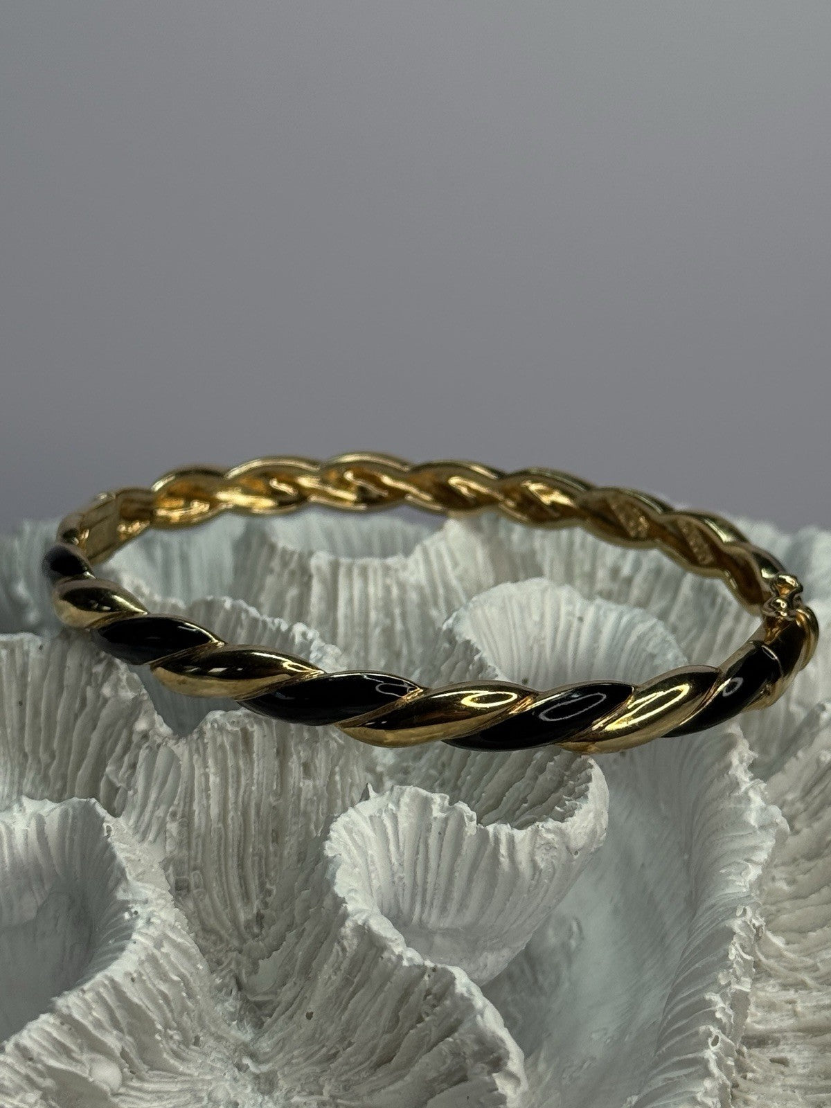 Bangle 925 Sterling Silver Gold Plated Onyx Bracelet