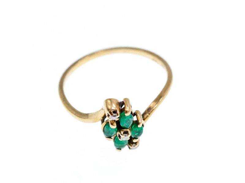 10K Yellow Gold Emerald & Diamonds Ring Size 6.75